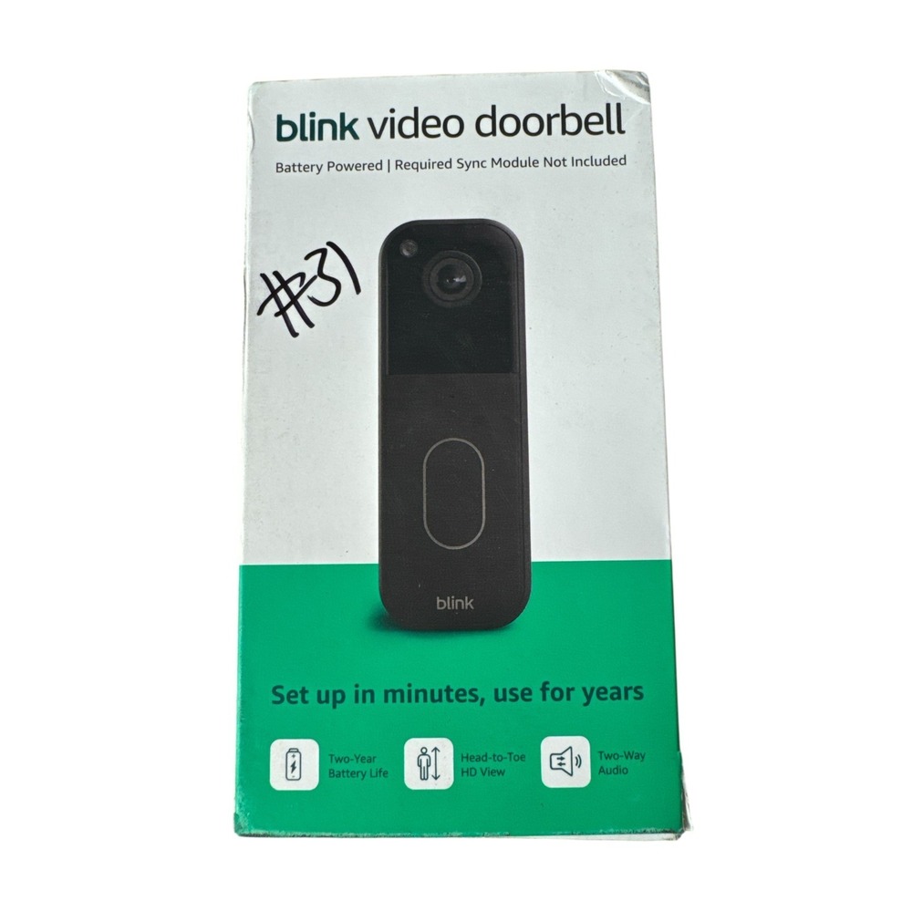 Blink Video Doorbell Black HD Battery Powered Two-Way Audio Alexa Compatible NIB